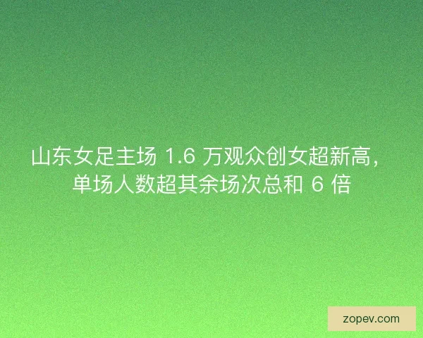 山东女足主场 1.6 万观众创女超新高，单场人数超其余场次总和 6 倍