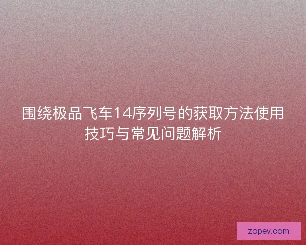 围绕极品飞车14序列号的获取方法使用技巧与常见问题解析